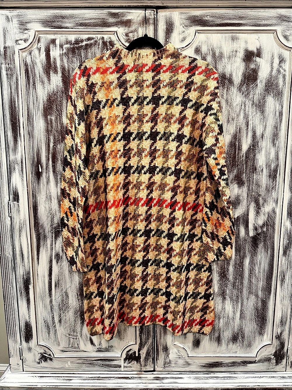 NWOT Houndstooth Knit Sweater Dress in Brown & Cream Size Small